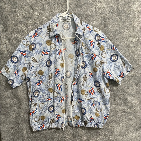 Vintage Stephen Williams Mens Shirt Jacket Medium 80s Zip Blue Nautical Boating - Picture 6 of 15